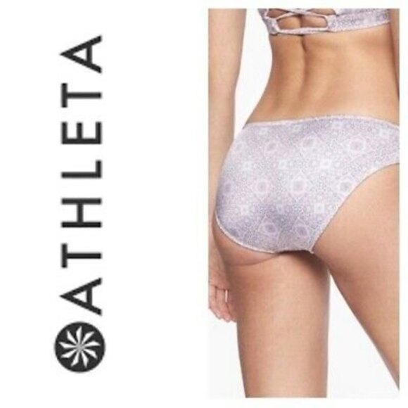 NWT Athleta L Aqualuxe Print Ladder Swim Bikini Bottom Kitten Kisses - Picture 1 of 10